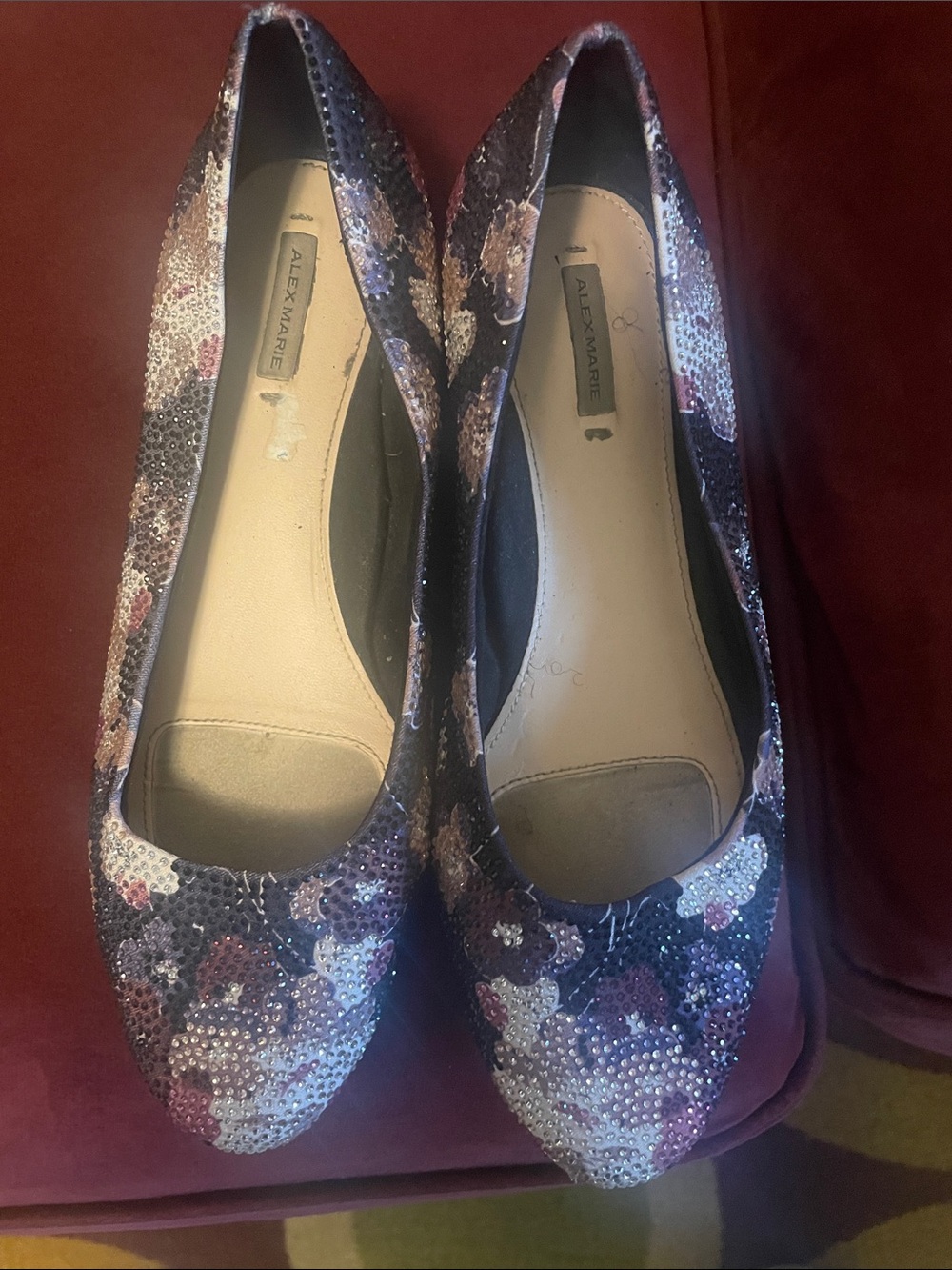 Alex Marie Sequin Floral Ballet Flats - Purple, Pink, White